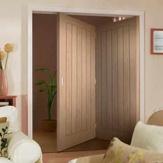 Image: Two Folding Doors & Frame Kit - Belize Oak 2+0 - Prefinished
