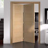Two Folding Doors & Frame Kit - Forli Oak Flush 2+0 - Aluminium Inlay - Prefinished