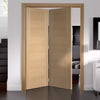 Bespoke Thrufold Forli Oak Flush Folding 2+0 Door - Aluminium Inlay - Prefinished