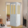 Bespoke Thrufold Malton Shaker White Primed Glazed Folding 2+0 Door