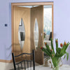 Bespoke Thrufold Pesaro Oak Glazed Folding 2+0 Door - Prefinished