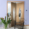 Bespoke Thrufold Pesaro Oak Glazed Folding 2+0 Door - Prefinished