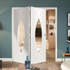 Two Folding Doors & Frame Kit - Pesaro Flush 2+0 - Clear Glass - White Primed