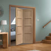 Two Folding Doors & Frame Kit - Shaker Oak 4 Panel 2+0 - Prefinished