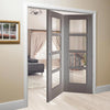 Two Folding Doors & Frame Kit - Vancouver Light Grey 2+0 - Clear Glass - Prefinished