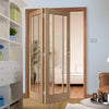 Two Folding Doors & Frame Kit - Worcester Oak 3 Pane 2+0 - Clear Glass - Unfinished
