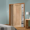 Two Folding Doors & Frame Kit - Worcester Oak 3 Panel 2+0 - Unfinished