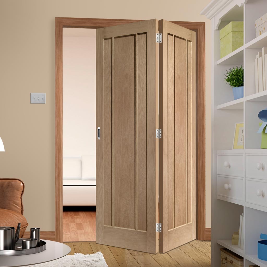 Bespoke Thrufold Worcester Oak 3P Folding 2+0 Door - Prefinished