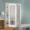 Two Folding Doors & Frame Kit - Worcester 3 Pane 2+0 - Clear Glass - White Primed