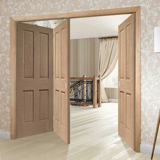 Image: Bespoke Thrufold Victorian 4P Oak Shaker Folding 2+1 Door