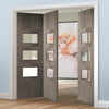 Three Folding Doors & Frame Kit - Apollo 3 Pane Chocolate Grey 2+1 - Clear Glass - Prefinished