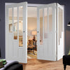 Three Folding Doors & Frame Kit - Coventry 2+1 Folding Door- Clear Glass - White Primed