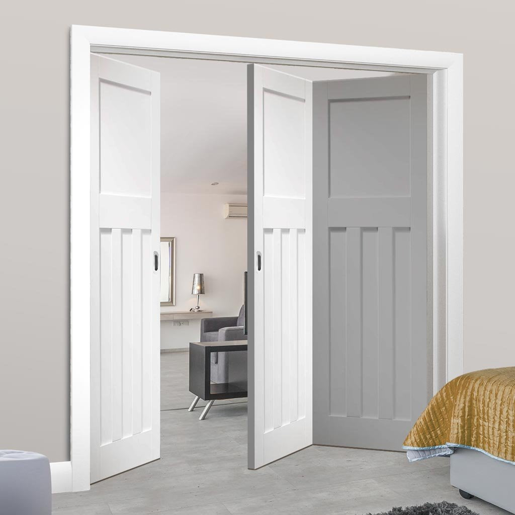 Bespoke Thrufold DX 1930's White Primed Panel Folding 2+1 Door