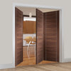 Bespoke Thrufold Forli Walnut Flush Folding 2+1 Door - Aluminium Inlay - Prefinished