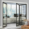 Three Folding Doors & Frame Kit - Greenwich 2+1 - Clear Glass - Black Primed