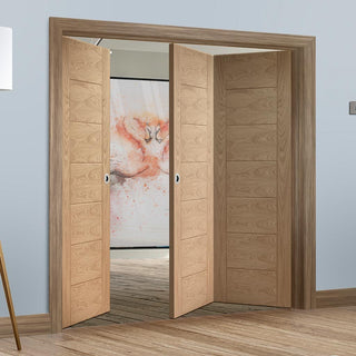 Image: Bespoke Thrufold Palermo Oak Folding 2+1 Door - Panel Effect - Prefinished