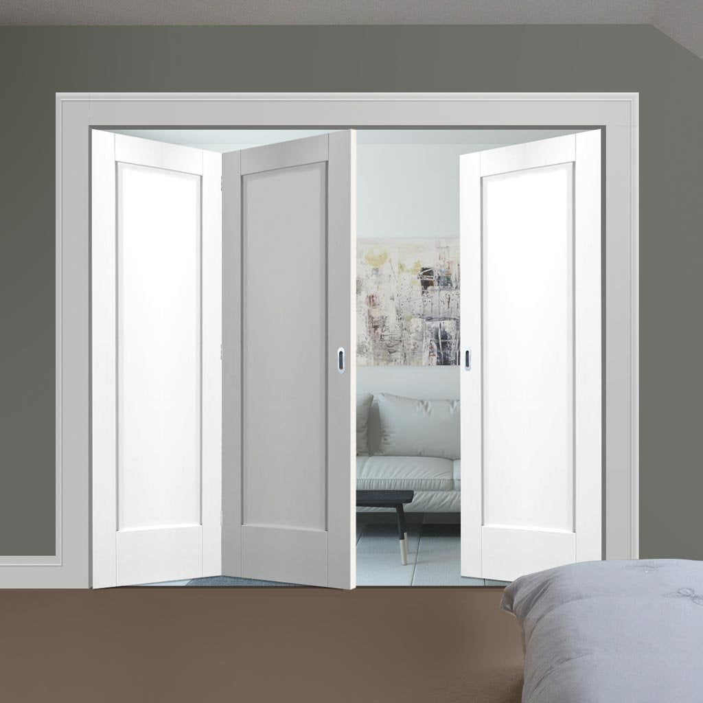 Three Folding Doors & Frame Kit - Pattern 10 Style Panel 2+1 - White Primed