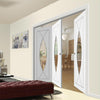 Three Folding Doors & Frame Kit - Pesaro Flush 2+1 - Clear Glass - White Primed