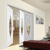 Three Folding Doors & Frame Kit - Pesaro Flush 2+1 - Clear Glass - White Primed