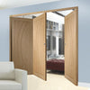 Three Folding Doors & Frame Kit - Salerno Oak Flush 2+1 - Unfinished