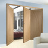 Three Folding Doors & Frame Kit - Salerno Oak Flush 2+1 - Unfinished