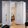 Three Folding Doors & Frame Kit - Sierra Blanco 2+1 - Frosted Glass - White Painted