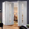 Three Folding Doors & Frame Kit - Sierra Blanco 2+1 - Frosted Glass - White Painted