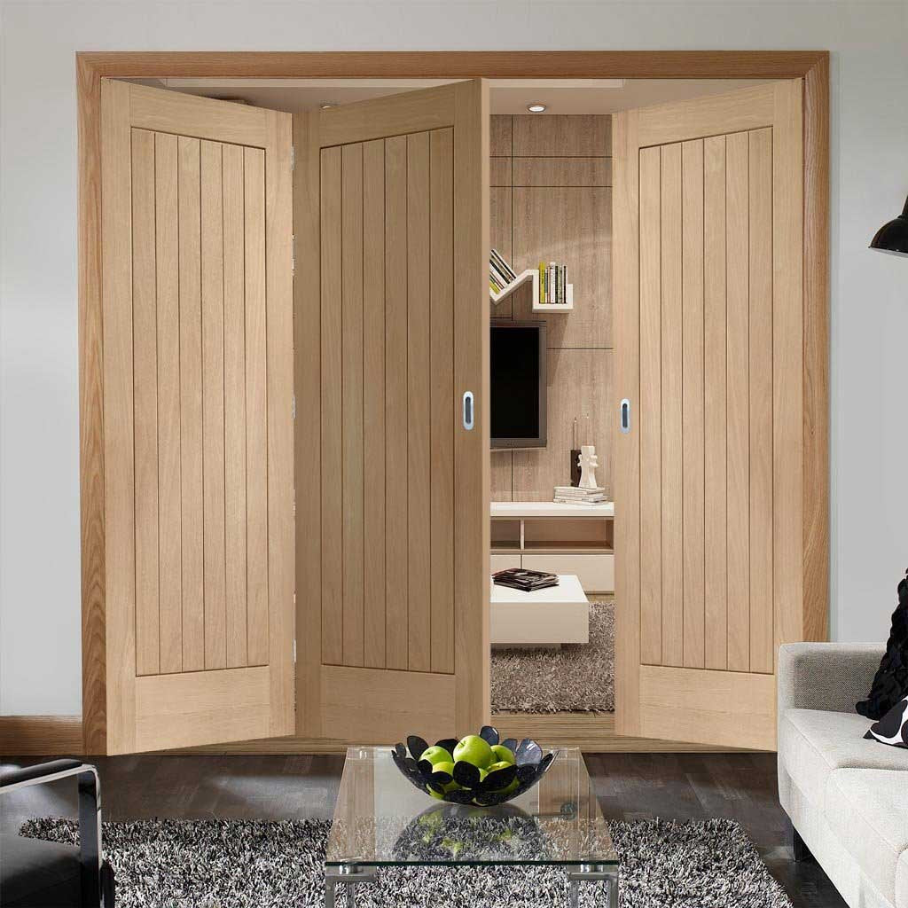 Bespoke Thrufold Suffolk Oak Folding 2+1 Door - Vertical Lining