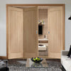 Bespoke Thrufold Suffolk Oak Folding 2+1 Door - Vertical Lining