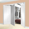 Three Folding Doors & Frame Kit - Suffolk Flush 2+1 - White Primed