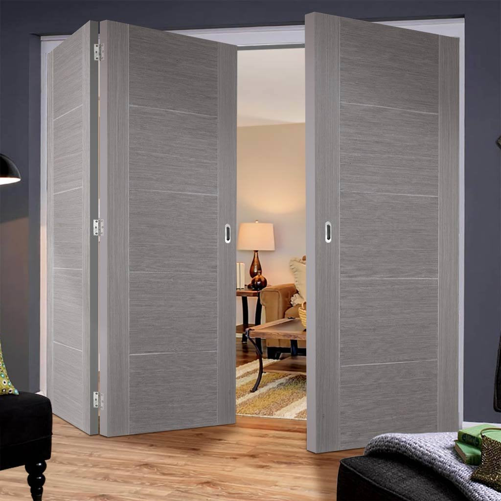 Three Folding Doors & Frame Kit - Vancouver Light Grey 2+1 - Prefinished