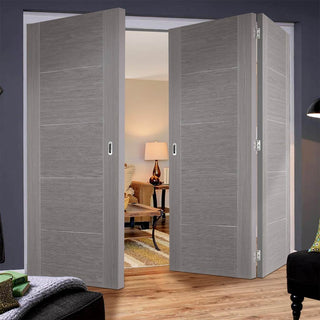 Image: Three Folding Doors & Frame Kit - Vancouver Light Grey 2+1 - Prefinished