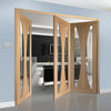 Three Folding Doors & Frame Kit - Verona Oak 2+1 - Clear Glass - Prefinished