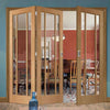 Three Folding Doors & Frame Kit - Worcester Oak 3 Pane 2+1 - Clear Glass - Unfinished