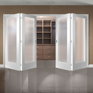 Image: Bespoke Thrufold Pattern 10 1L White Primed Glazed Folding 2+2 Door