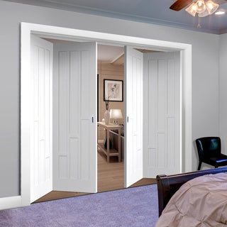 Image: Four Folding Doors & Frame Kit - Coventry 2+2 Folding Panel Door - White Primed