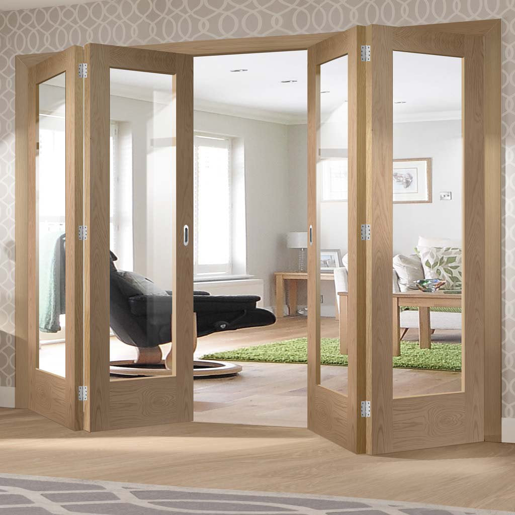 Bespoke Thrufold Pattern 10 1L Oak Glazed Folding 2+2 Door - Prefinished