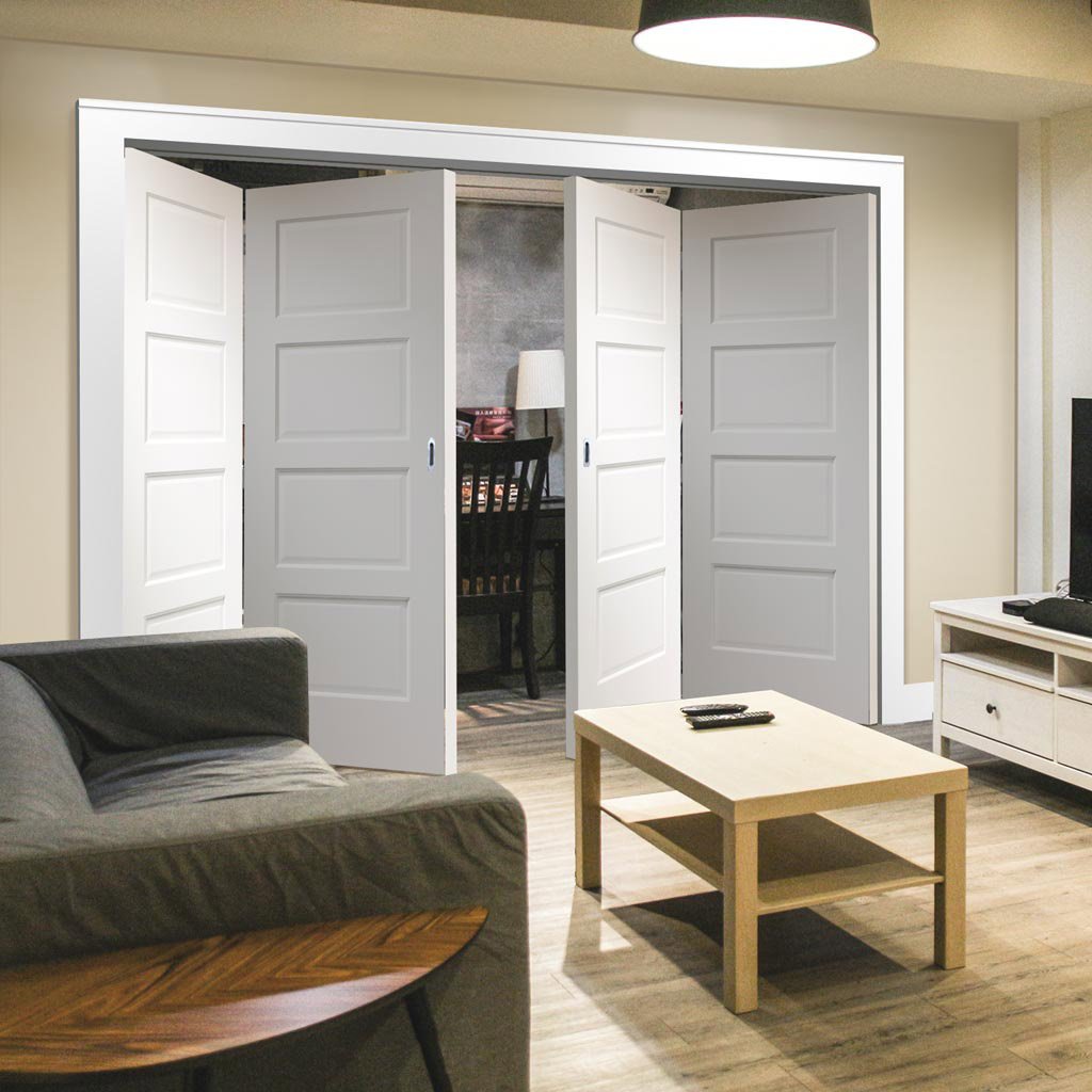 Four Folding Doors & Frame Kit - Severo White 4 Panel 2+2 - Prefinished