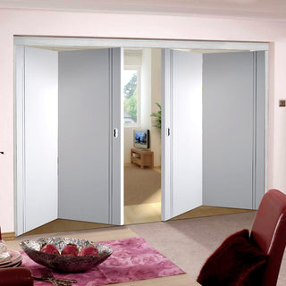 Image: Four Folding Doors & Frame Kit - Sierra Blanco Flush 2+2 - White Painted