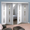 Four Folding Doors & Frame Kit - Sierra Blanco 2+2 - Frosted Glass - White Painted