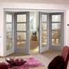 Four Folding Doors & Frame Kit - Vancouver Light Grey 2+2 - Clear Glass - Prefinished