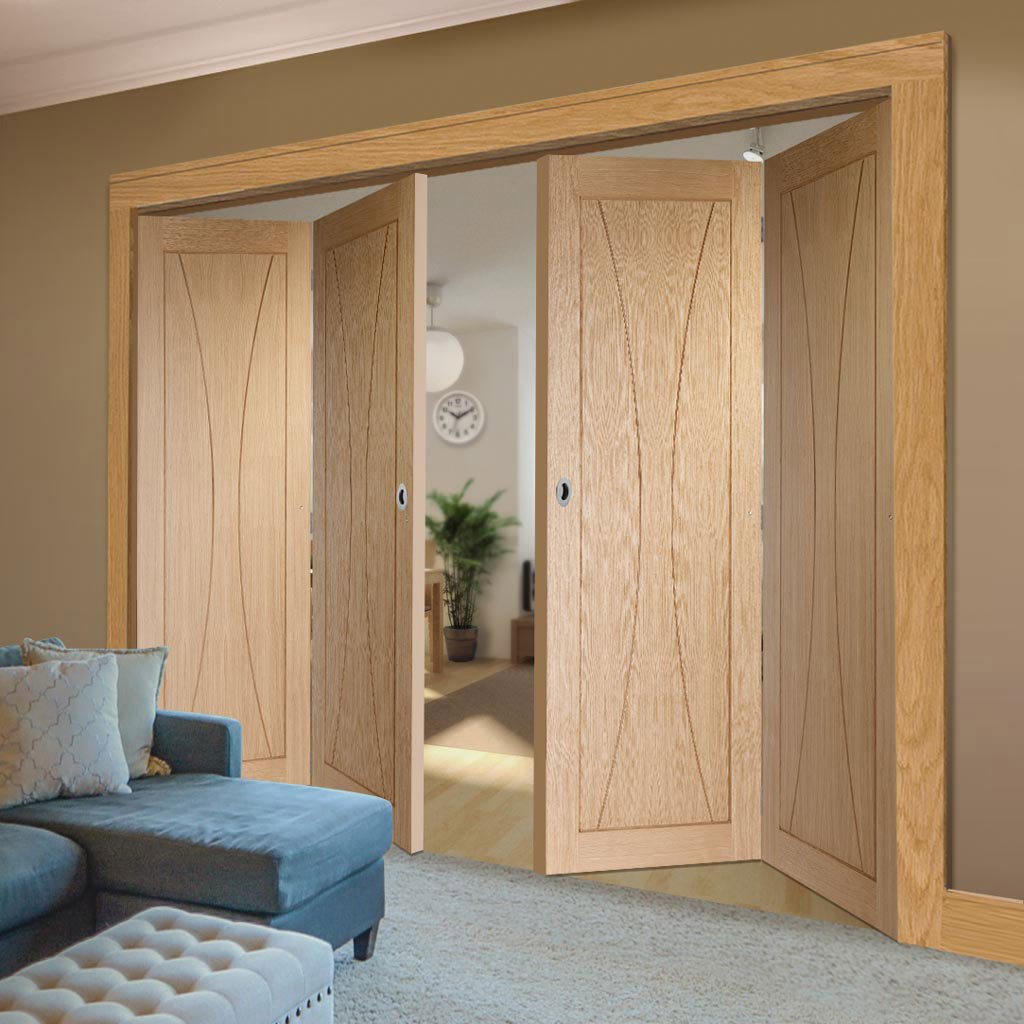 Bespoke Thrufold Verona Oak Flush Folding 2+2 Door - Prefinished