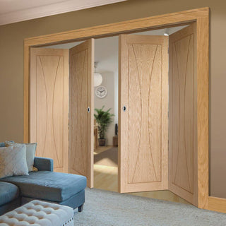 Image: Bespoke Thrufold Verona Oak Flush Folding 2+2 Door - Prefinished