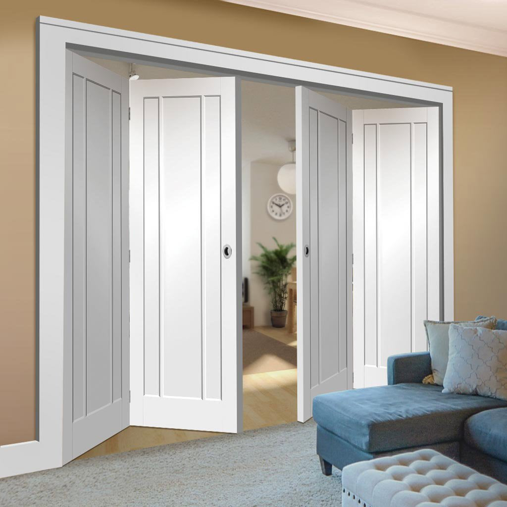 Bespoke Thrufold Worcester White Primed 3P Folding 2+2 Door