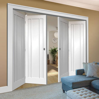 Image: Bespoke Thrufold Worcester White Primed 3P Folding 2+2 Door