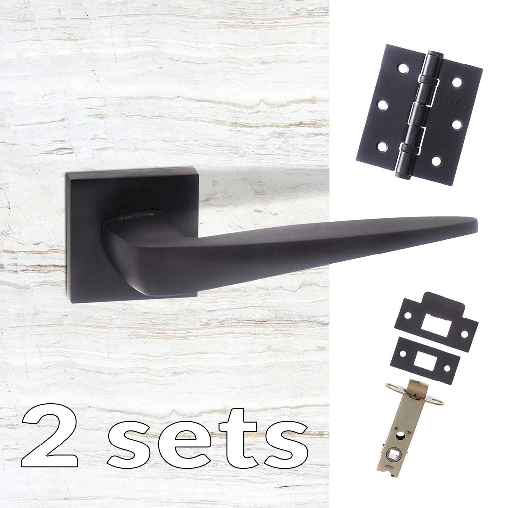 Two Pack Forme Foglia Designer Lever on Minimal Square Rose - Matt Black