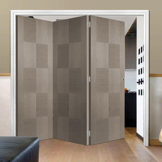 Image: Three Folding Doors & Frame Kit - Apollo Flush Chocolate Grey 3+0 - Prefinished