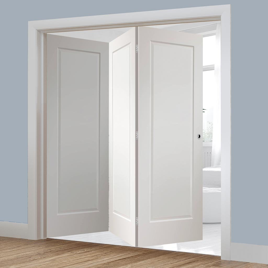 Three Folding Doors & Frame Kit - Cesena White 2 Panel 3+0 - Prefinished