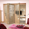 Three Folding Doors & Frame Kit - Coventry Contemporary Oak 3+0 - Clear Glass