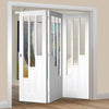 Three Folding Doors & Frame Kit - Coventry 3+0 - Clear Glass - White Primed